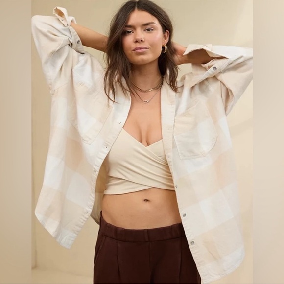 aerie Tops - Aerie Anytime Fave Flannel Button Down Shirt